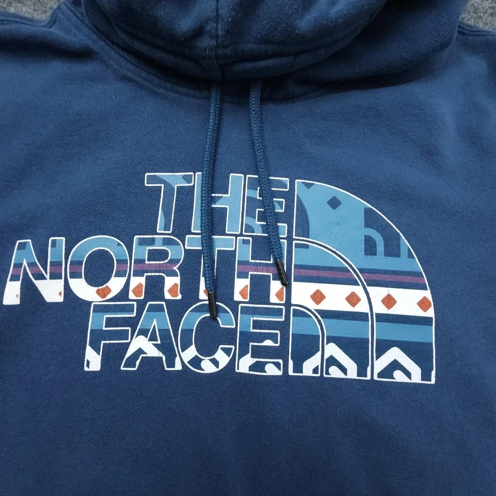 The North Face Hoodie‎ Mens Large Blue Pullover Fleece Graphic Logo Sweatshirt